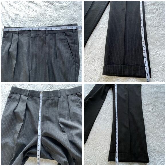 🔥VTG Jones New York PinstripedWool Mens 2 Pc Suit Blazer R43 Pants 37 Preppy - Picture 14 of 15